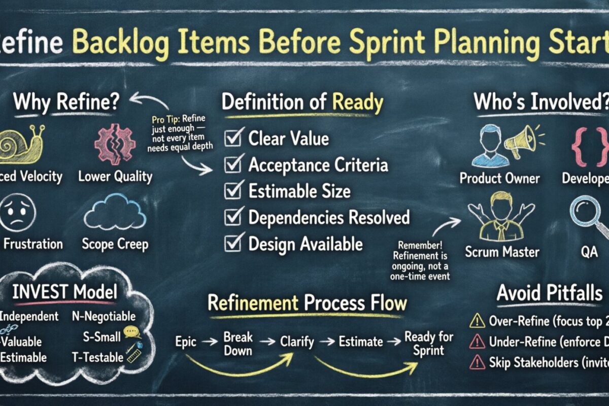Guía Scrum: Refine los elementos de la lista de pendientes antes de que comience la planificación del sprint