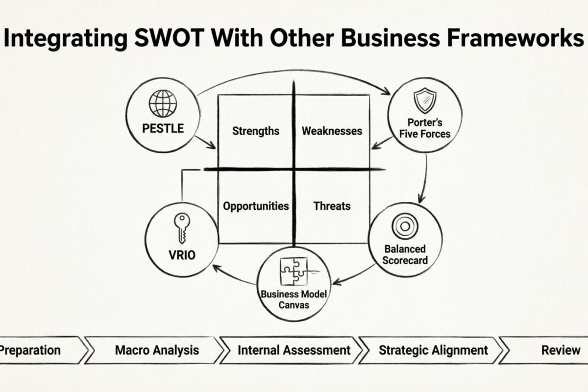 Guía de análisis SWOT: Integración de SWOT con otros marcos empresariales
