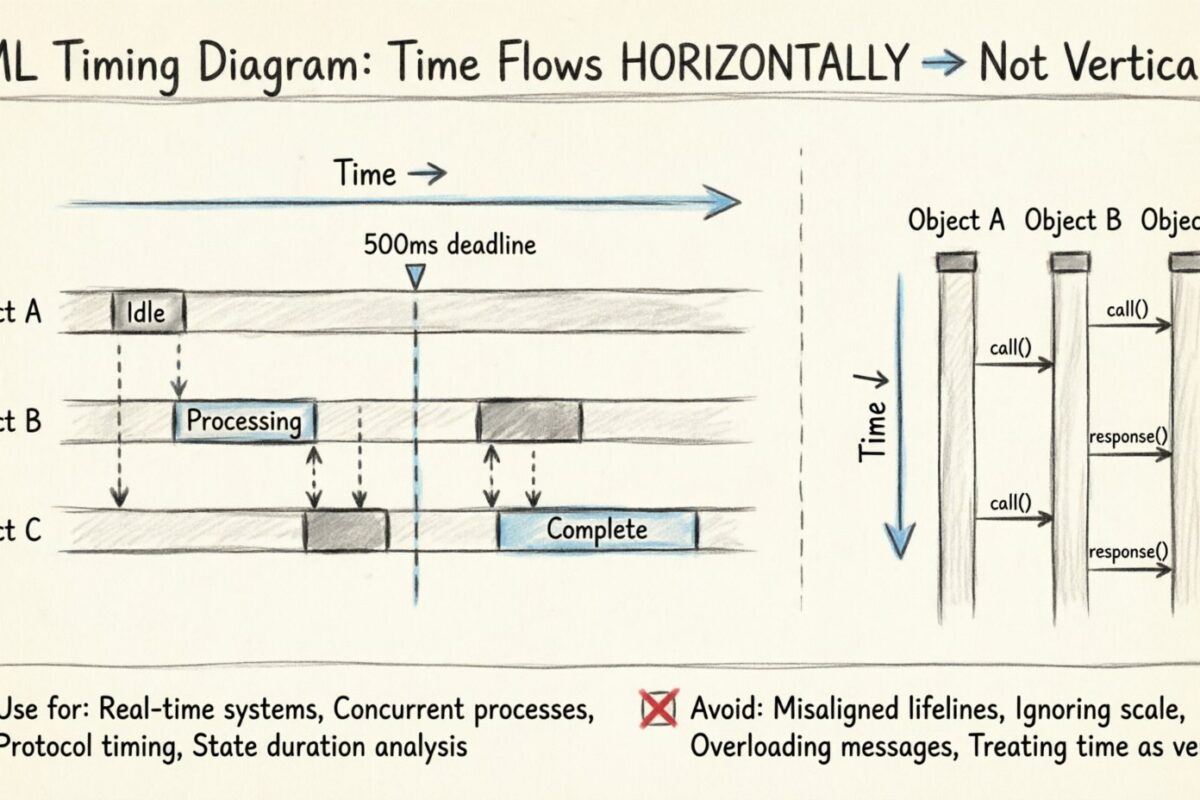 Desmentidor de mitos sobre el diagrama de temporización UML: ¿Por qué “el tiempo” en los diagramas no es simplemente un eje vertical? Desmentidor de mitos sobre el diagrama de temporización UML: ¿Por qué “el tiempo” en los diagramas no es simplemente un eje vertical?