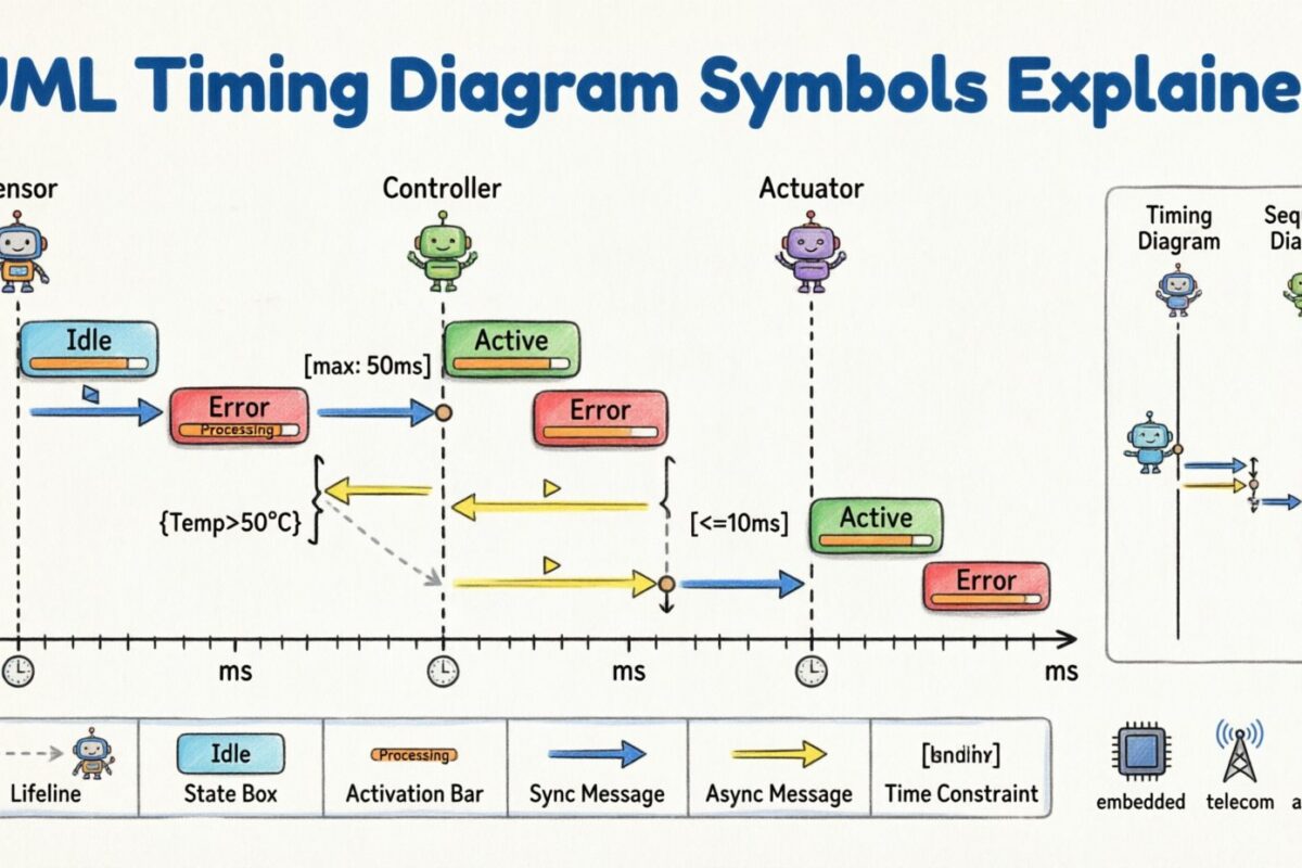 Desglose de componentes: cada símbolo en un diagrama de tiempo UML y lo que realmente significa