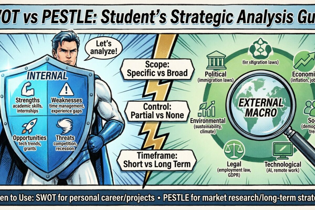 Guide d’analyse SWOT : Analyse comparative : SWOT vs PESTLE pour les étudiants