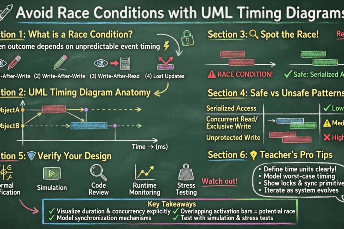 Éviter les pièges liés au temps : un guide pour prévenir les conditions de course à l’aide des diagrammes de temps UML Éviter les pièges liés au temps : un guide pour prévenir les conditions de course à l’aide des diagrammes de temps UML