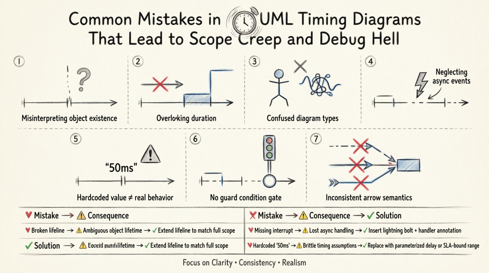Kesalahan Umum dalam Diagram Waktu UML yang Mengarah pada Perluasan Lingkup dan Kebingungan Saat Debug