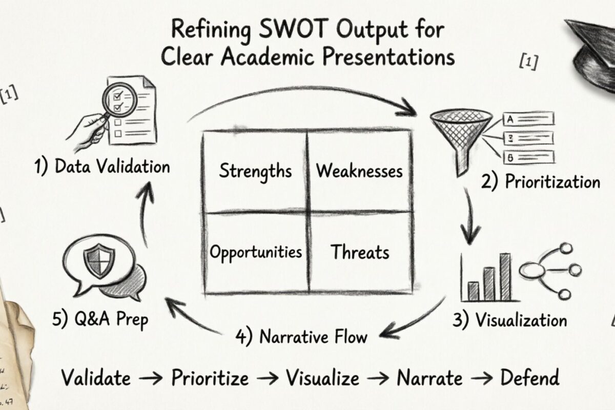 Przewodnik SWOT: Doskonalenie wyników SWOT dla jasnych prezentacji akademickich