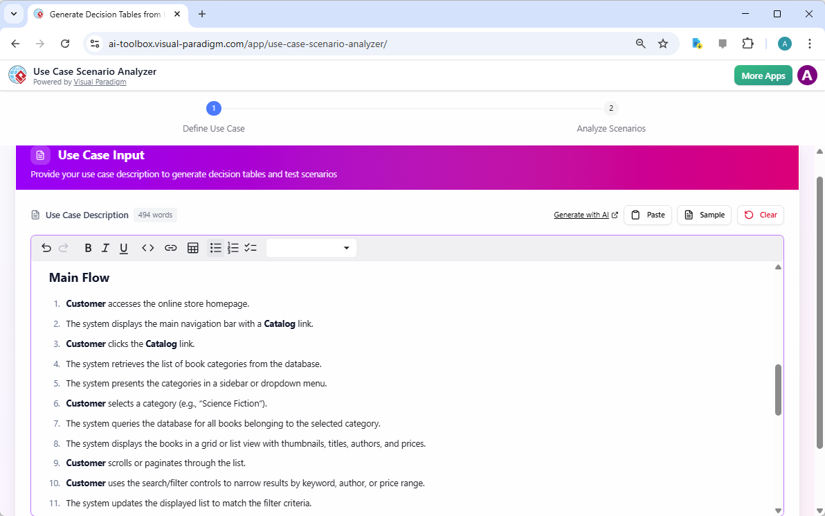 Otimização da Lógica de Catálogo de Varejo Online: Mapeamento Automatizado de Cenários com o Visual Paradigm AI