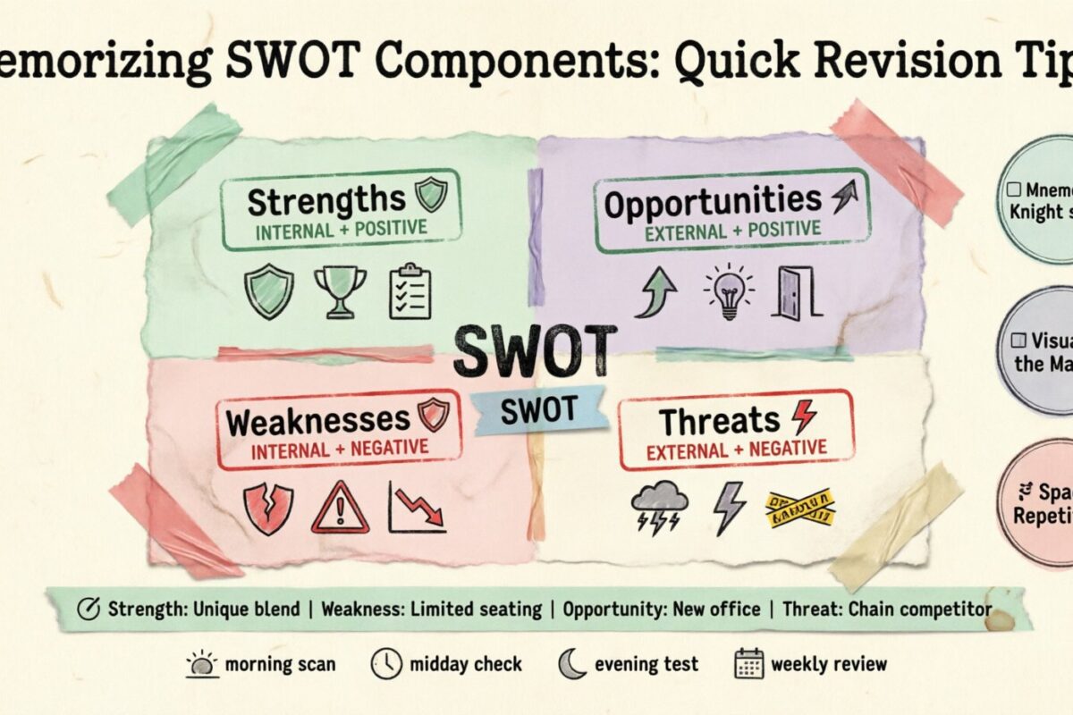 Guia de Análise SWOT: Memorizando os Componentes SWOT: Dicas Rápidas de Revisão