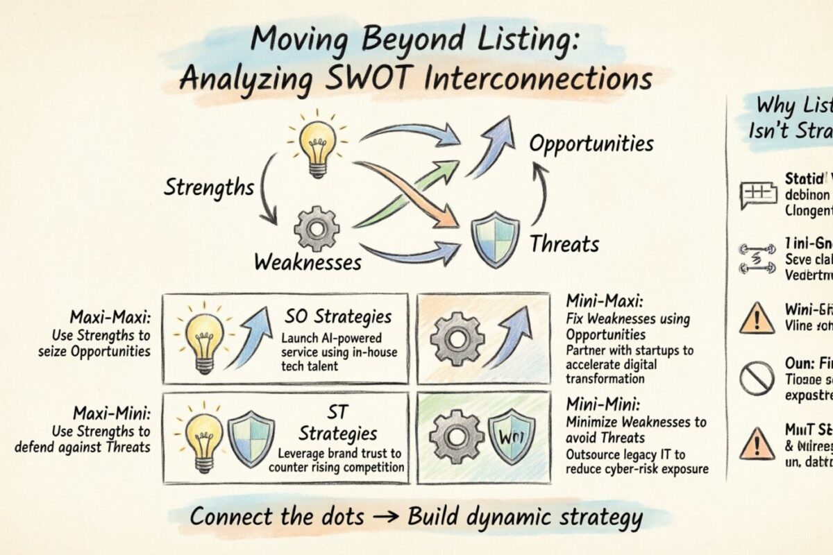 Hiểu về SWOT: Vượt qua việc liệt kê: Phân tích các mối liên hệ giữa các yếu tố SWOT