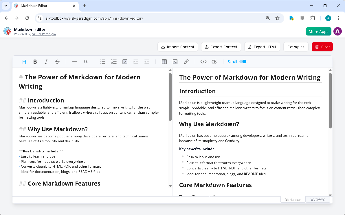 Tạo nội dung chuyên nghiệp chỉ trong vài phút với trình soạn thảo Markdown của Visual Paradigm