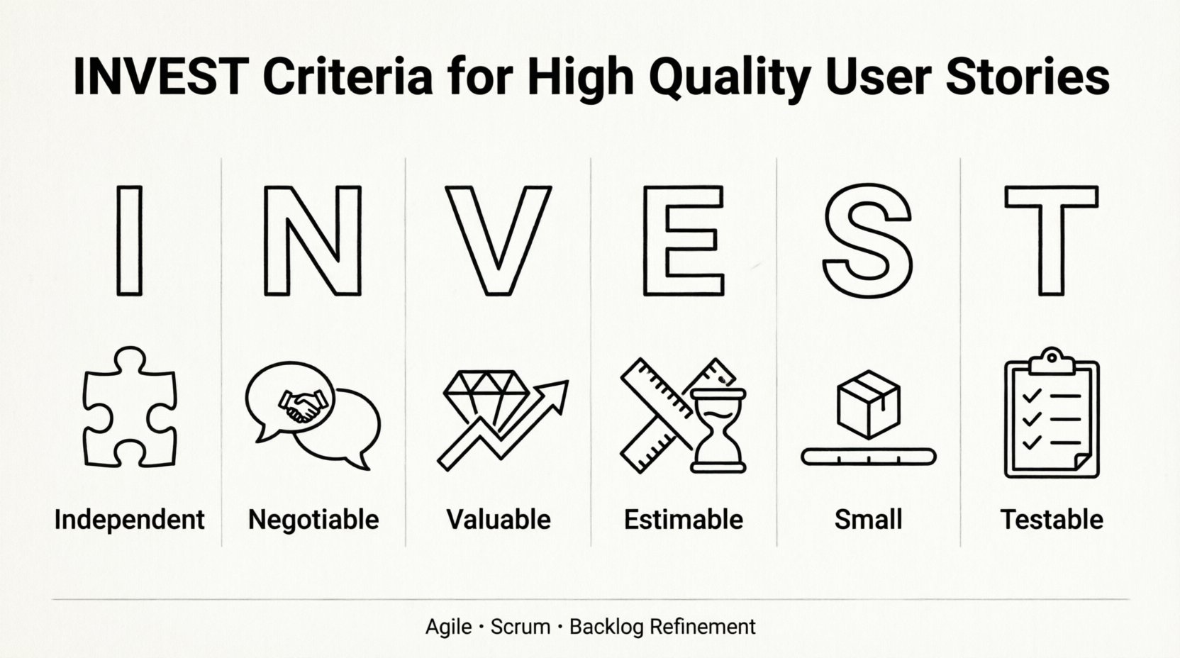 Scrum Guide: Apply INVEST Criteria for High Quality User Stories Scrum Guide: Apply INVEST Criteria for High Quality User Stories