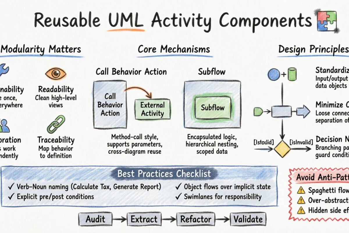 Creating Reusable Components in UML Activity Diagrams for Scalable Systems