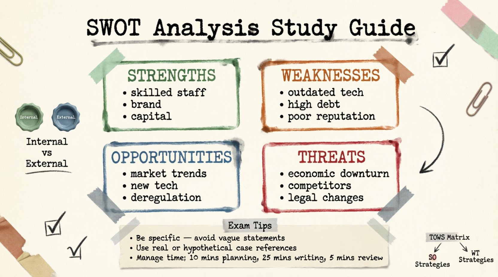 SWOT Analysis Study Guide for Business Exams